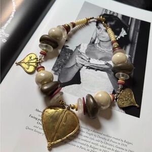 1980’s Marie Victoire Kamer Paris Beaded Necklace with Gilded Leaves